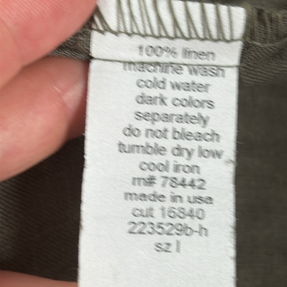 Heaven Lagenlook Wide Leg Cropped Linen Pants in Olive Green L - Picture 6 of 6